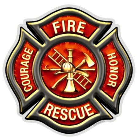 Fire rescue emblem representing firefighters.